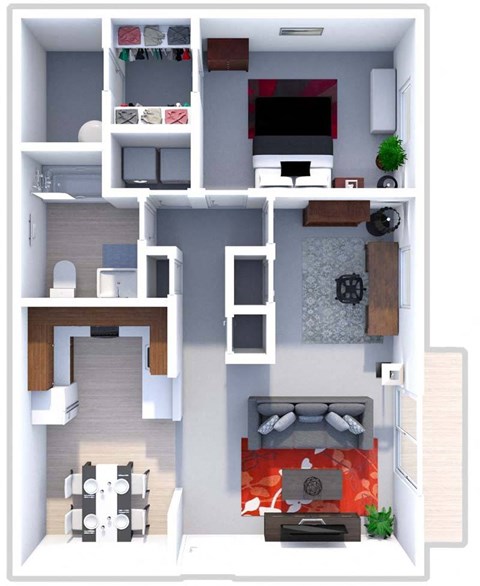 a floor plan of a house with a bedroom and a living room